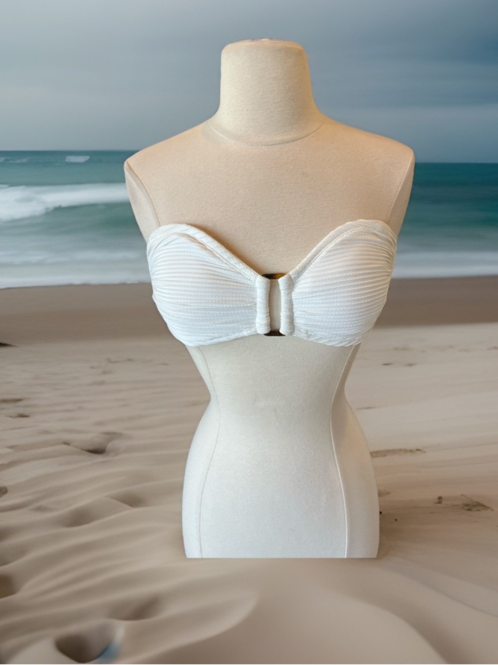 Kona Sol White Strapless Swimsuit Top